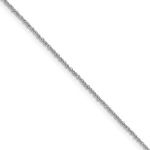 1mm 14k White Gold Diamond Cut Fancy Singapore Chain Necklace, 16 in